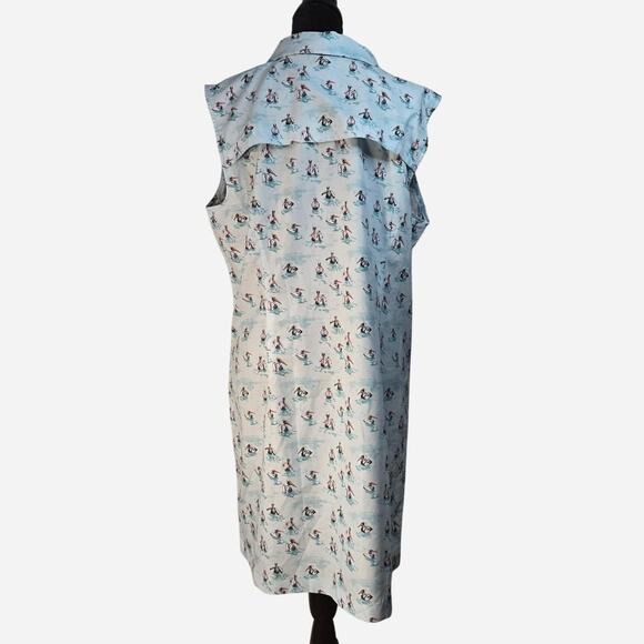 Reel Legends Teal with pelicans performance sleeveless dress size large - Picture 2 of 5